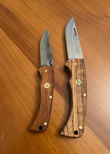 Parlak kahverengi saplı katlanır bıçak seti - Görsel 2