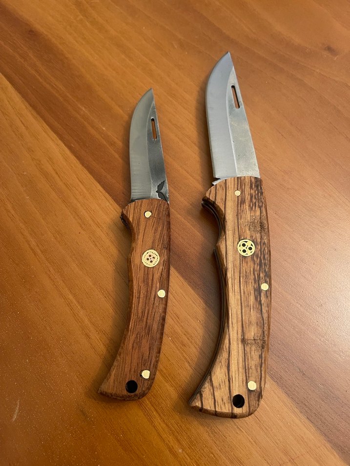 Parlak kahverengi saplı katlanır bıçak seti - Görsel 2