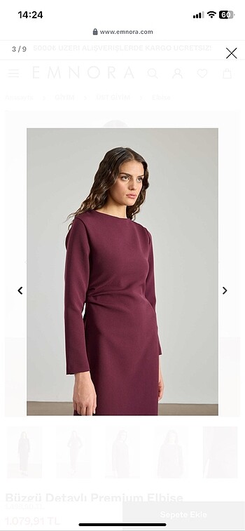40 Beden bordo Renk Emnora elbise