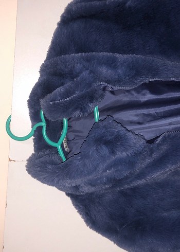 Kadın Lacivert Kürk Detaylı Midi Mont - Görsel 3