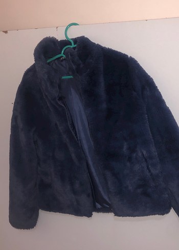 Kadın Lacivert Kürk Detaylı Midi Mont - Görsel 2