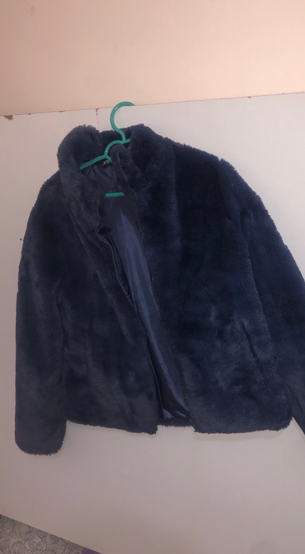 Kadın Lacivert Kürk Detaylı Midi Mont - Görsel 2