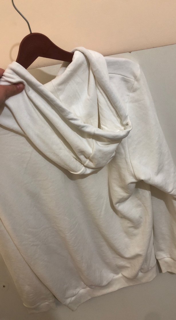 Beyaz Kapüşonlu Kadın Sweatshirt - Görsel 4