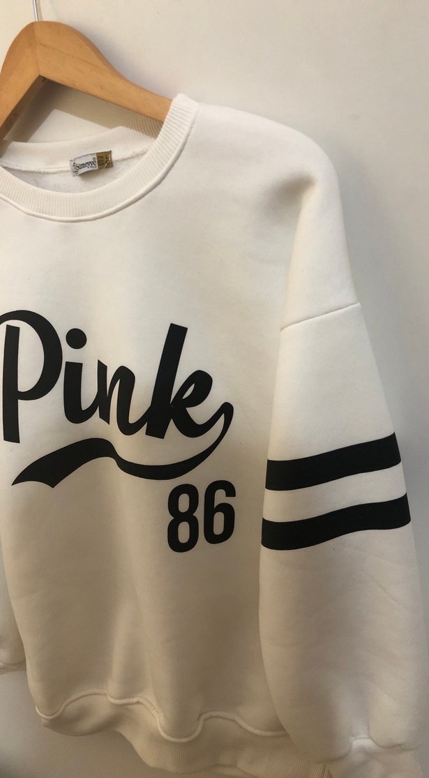 Pembe Baskılı Oversize Sweatshirt - Görsel 4