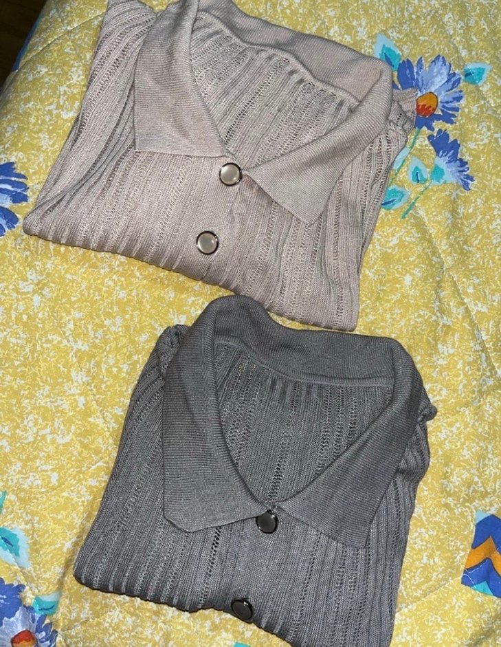 Düğmeli Bej ve gri Hırkalar - Görsel 2