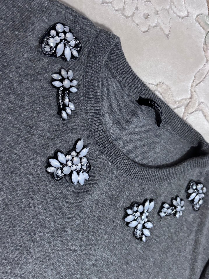 Lcw Gri Kadın Triko Kazak - Görsel 4