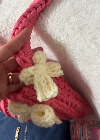 Pembe Örgü Kadın Çanta - Görsel 2