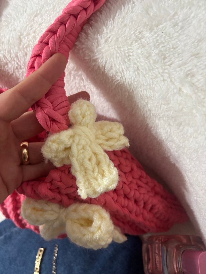 Pembe Örgü Kadın Çanta - Görsel 2