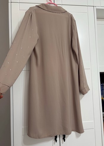 Bej Düğmeli Uzun Kollu Salaş Tunik - Görsel 4