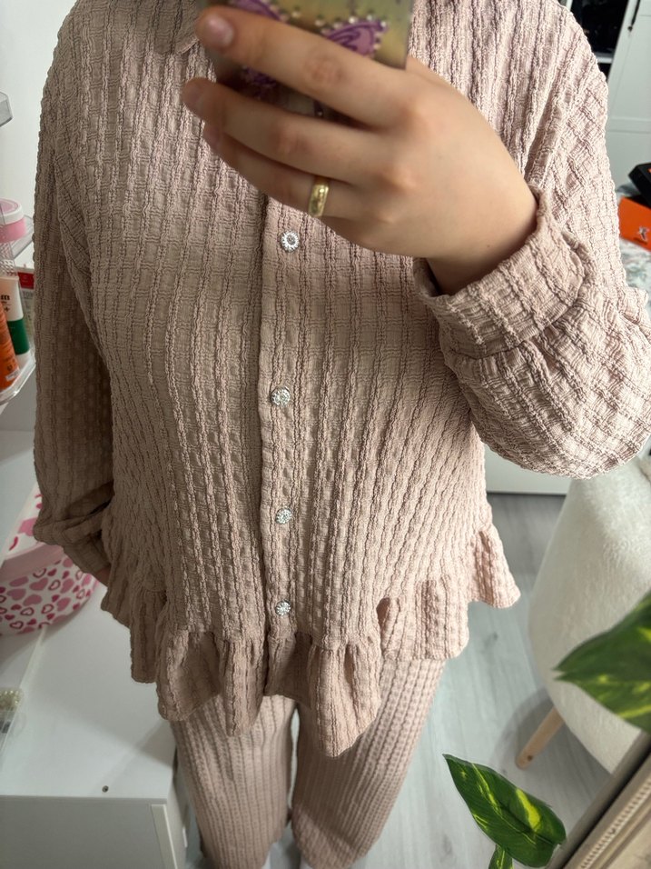 Bej Triko Midi Takım Kadın Giyim - Görsel 3