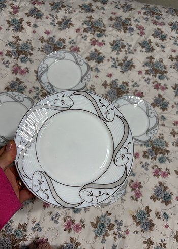 Gri Desenli Beyaz Tabak Seti - Görsel 2