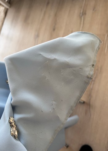 Mavi Uzun Kollu Nakışlı Abiye Elbise - Görsel 6