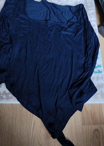 Kare Yaka Lacivert çıtçıtlı body - Görsel 4