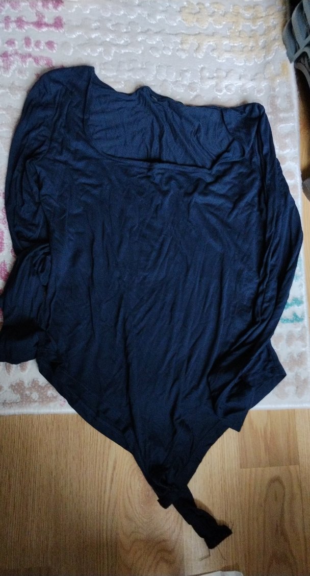 Kare Yaka Lacivert çıtçıtlı body - Görsel 2