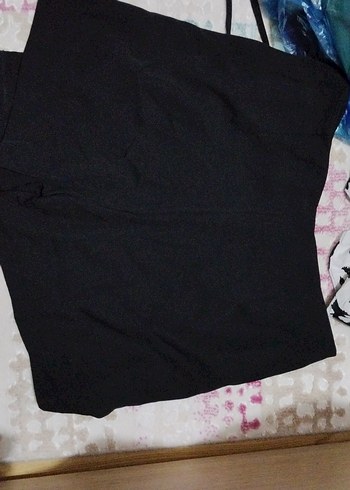 Düğmeli Siyah Midi Kadın Şort Etek - Görsel 4