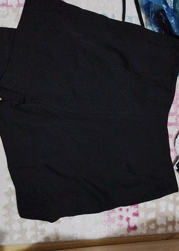 Düğmeli Siyah Midi Kadın Şort Etek - Görsel 3