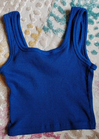 Mavi Örme Kadın Atlet - Görsel 2