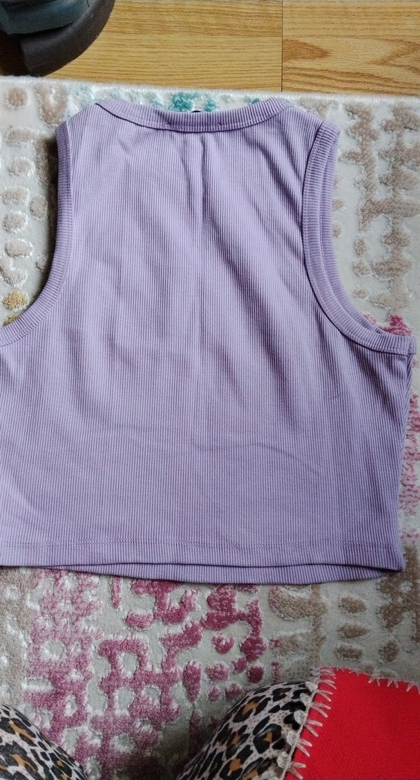 Mor Kadın Kolsuz Fitilli Atlet - Görsel 2