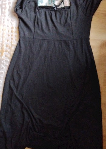 Siyah V Yaka Midi Katlı Kadın Elbise - Görsel 5