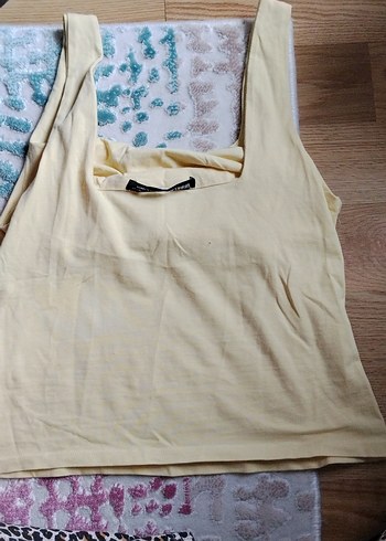 Tereyağ Sarısı Keten Askılı Salaş Kadın Atlet - Görsel 2