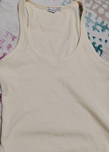 Sarı Pamuklu Askısız Kadın Atlet - Görsel 2