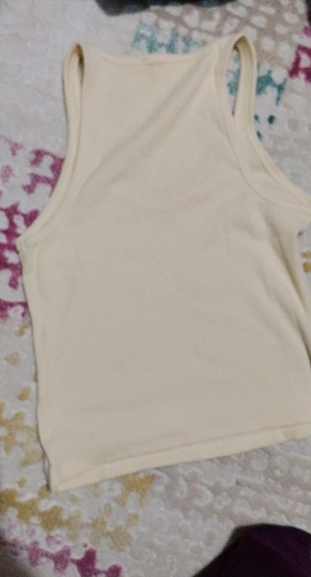 Sarı Pamuklu Askısız Kadın Atlet - Görsel 3