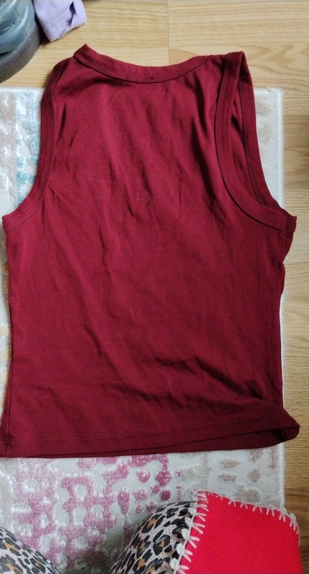 Bordo V Yaka Kolsuz Kadın Atlet - Görsel 2