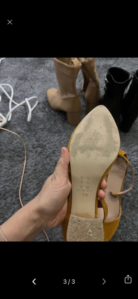 Sarı Süet Bilekten Tokalı Stiletto - Görsel 3