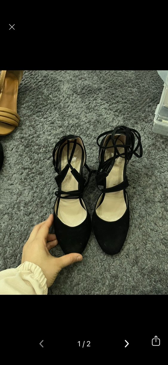Siyah Elastik Bantlı İnce Topuklu Kadın Ayakkabı - Görsel 3