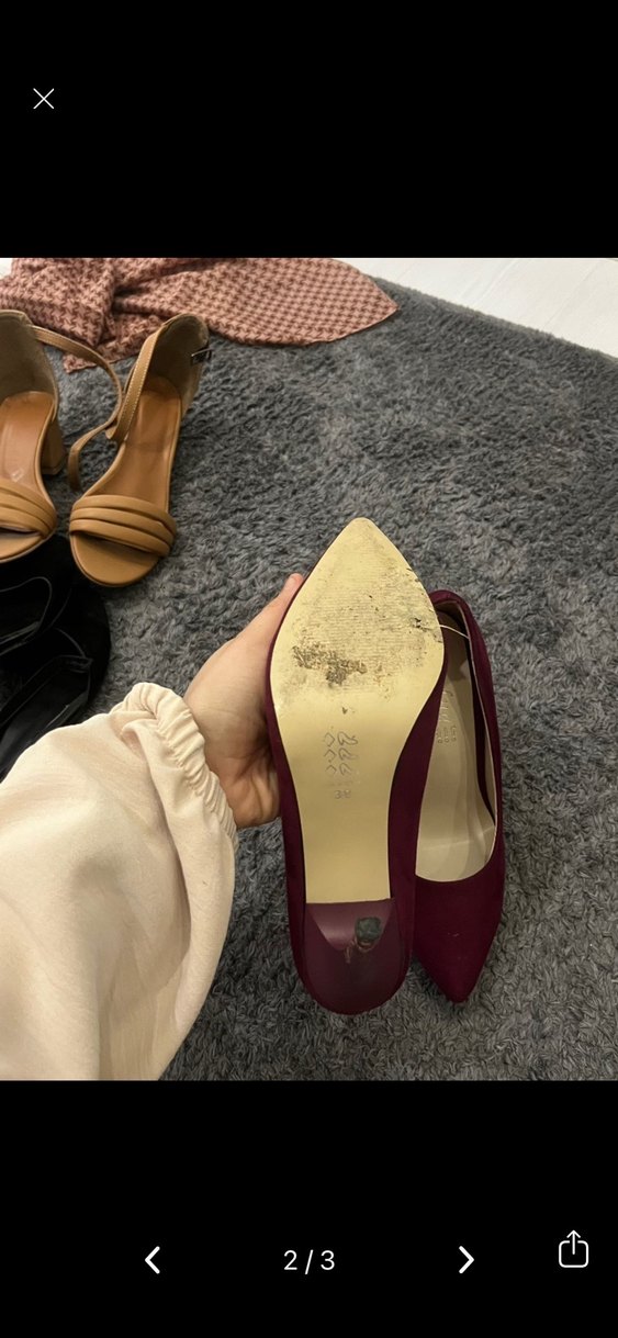 Bordo Süet Topuklu Kadın Stiletto - Görsel 2