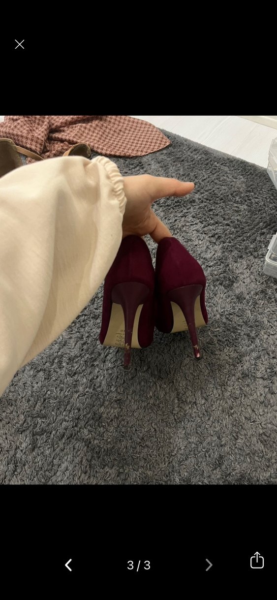 Bordo Süet Topuklu Kadın Stiletto - Görsel 3
