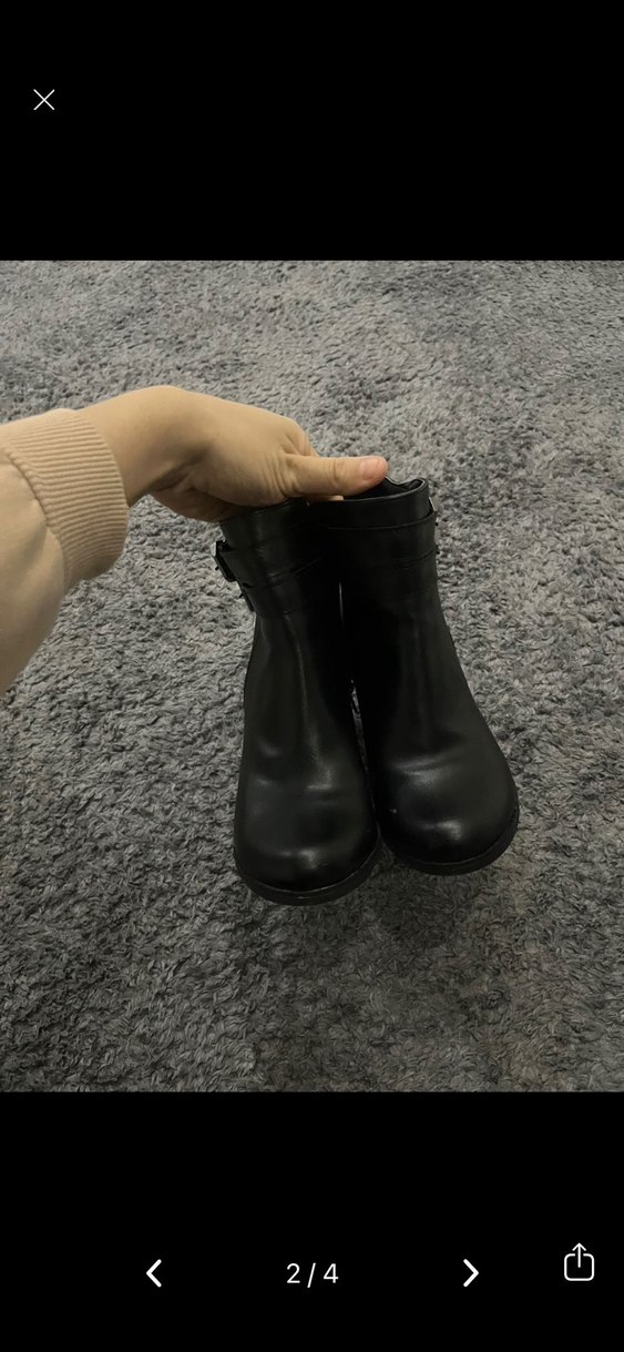 Siyah Deri Tokalı Kadın Topuklu Bot - Görsel 2