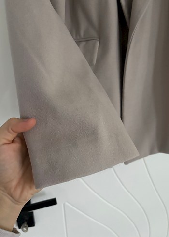 Düğmeli Bej Kadın kaşe Blazer Ceket - Görsel 4