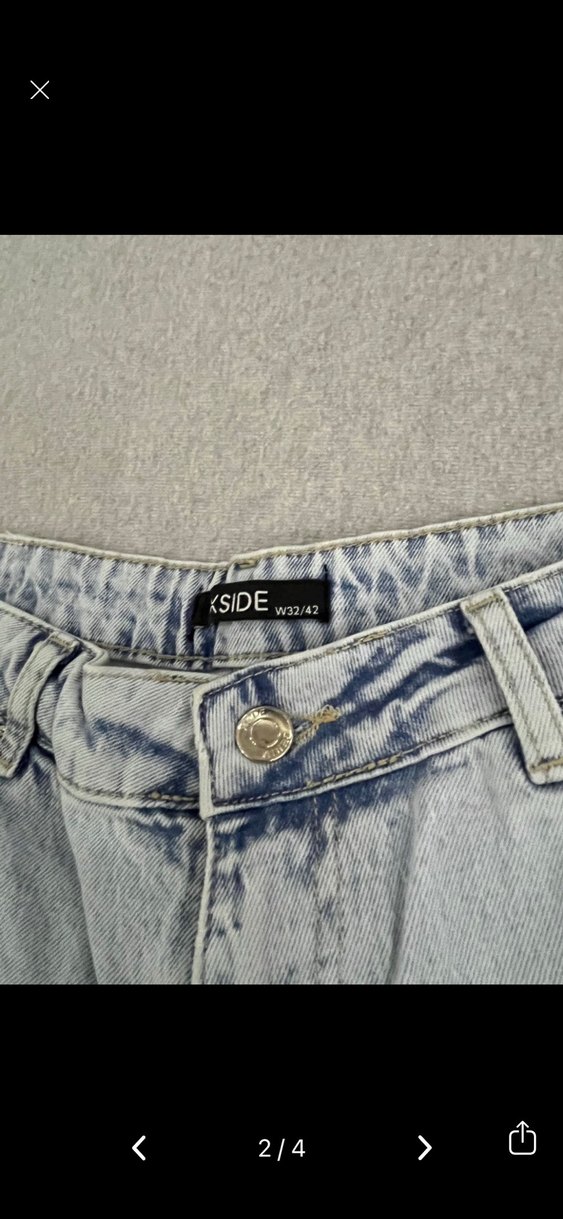 Düğmeli Gri Batik Desen Bol Kesim Kadın Kot - Görsel 2