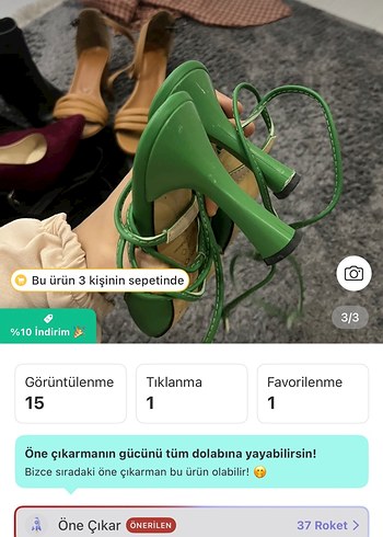 Yeşil Stiletto Topuklu Kadın Ayakkabı - Görsel 3