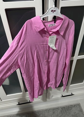 Pembe Düğmeli Uzun Kollu Kadın Gömlek - Görsel 2