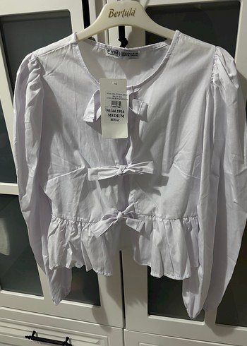 Beyaz Keten Mini Kadın Gömlek - Görsel 2