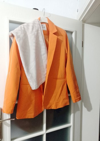 Turuncu Parlak Kadın Blazer Ceketşal - Görsel 2
