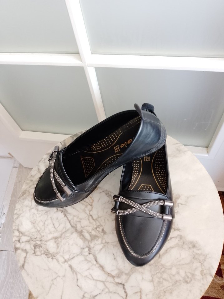 Tokalı Siyah Kadın Dolgu Topuk Babet - Görsel 2