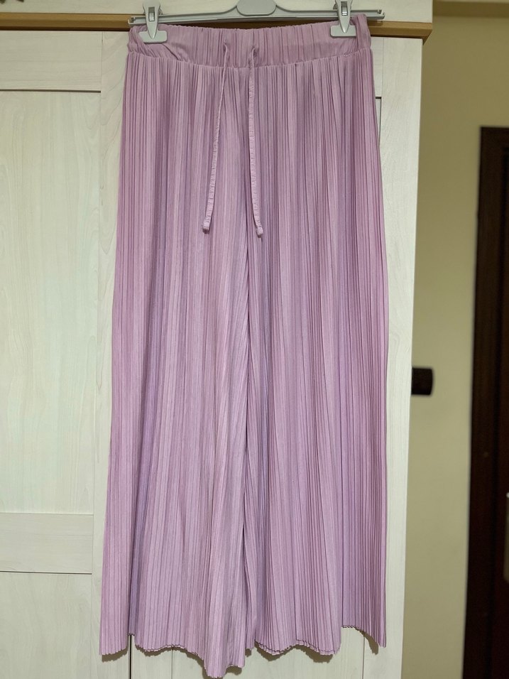 Bershka pilili pembe bol kesim pamuklu pantolon - Görsel 3