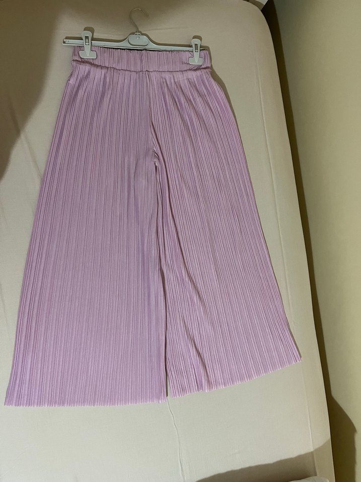 Bershka pilili pembe bol kesim pamuklu pantolon - Görsel 2