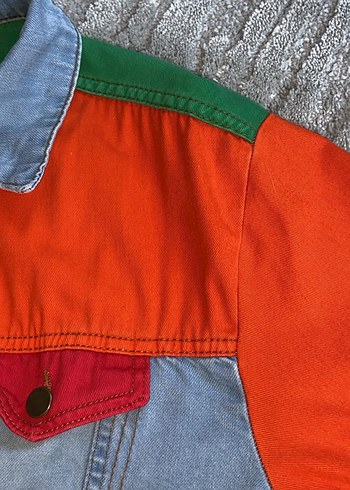 Renkli Düğmeli Kadın Denim Ceket - Görsel 3