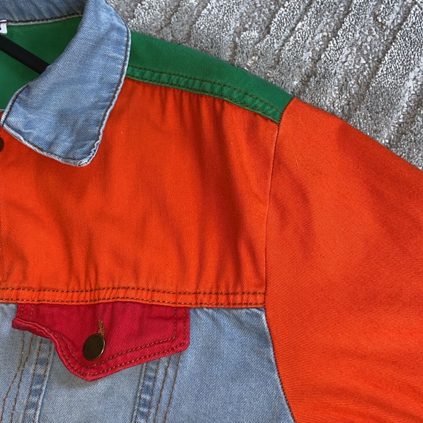 Renkli Düğmeli Kadın Denim Ceket - Görsel 3