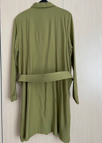 Kadın Haki Uzun Kollu Salaş Uzun Gömlek Tunik - Görsel 2