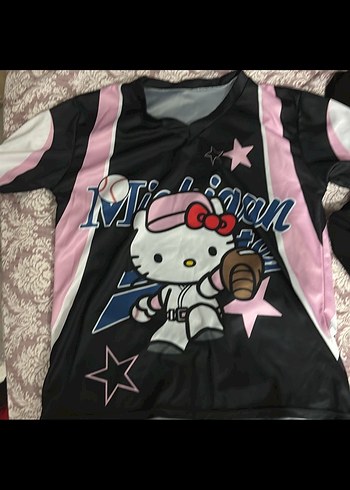 Pembe Baskılı Kısa Kollu Kadın Tişört - Görsel 3