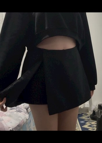 siyah sort etek fermuarlı - Görsel 3