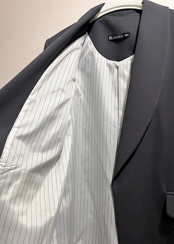 Gri Kadın Ofis Blazeri, Normal Boy, Düz Kesim - Görsel 6