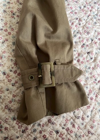 Bej Düğmeli uzun Kadın Trençkot - Görsel 5