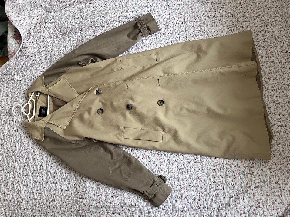 Bej Düğmeli uzun Kadın Trençkot - Görsel 2