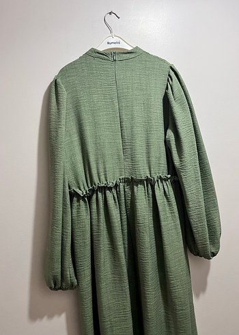 Yeşil Nakışlı Uzun Bohem Elbise - Görsel 5